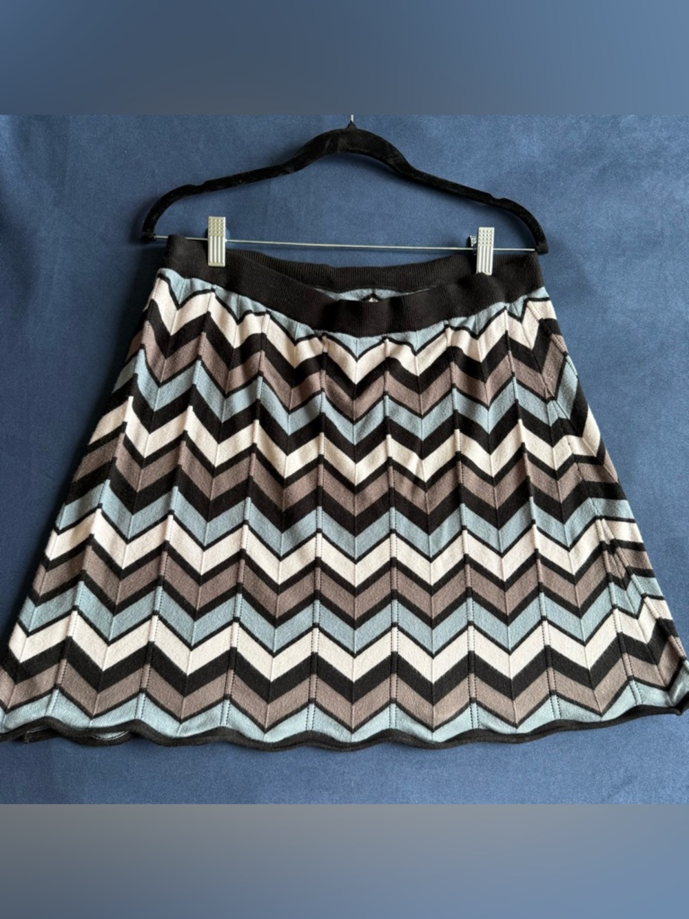cute chevron blue grey black white skirt